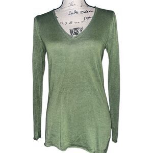 J. Crew ribbed‎ green long sleeve v-neck top XXS